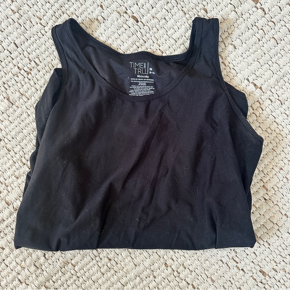 Time and Tru Maternity Black Scoop Neck Tank Top